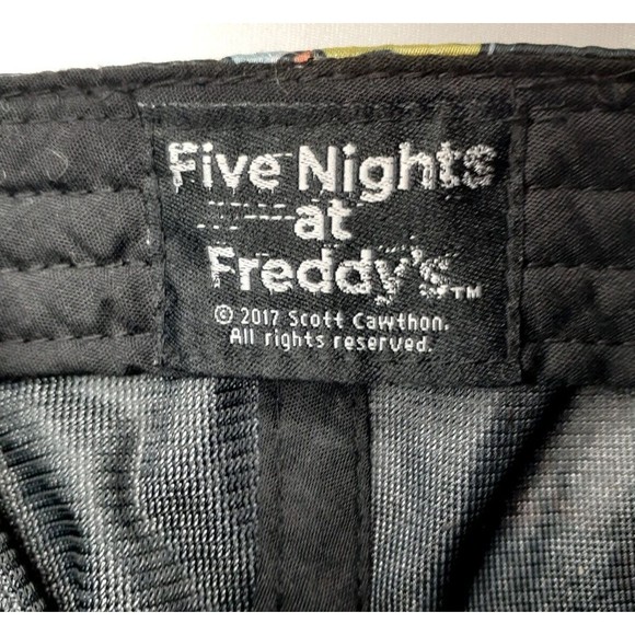FIVE NIGHTS AT FREDDY Snapback Men Cap Hat All Over Cartoon Black Velvet VGC - Picture 8 of 11